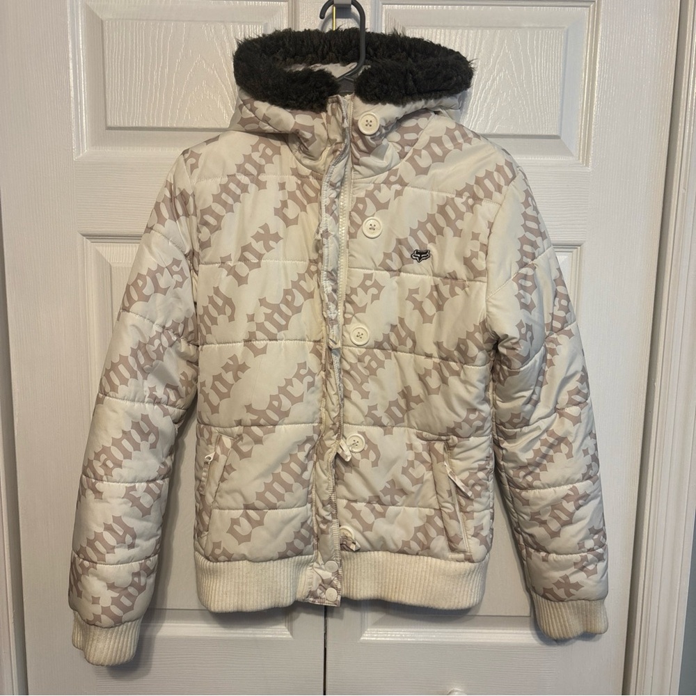 Fox Girls Size L Snow Bunny Big Girl Puffer Fur Hooded Jacket White